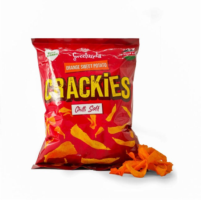 Crackies Sweet Potato Chilli Salt crisps 120g - case of 18